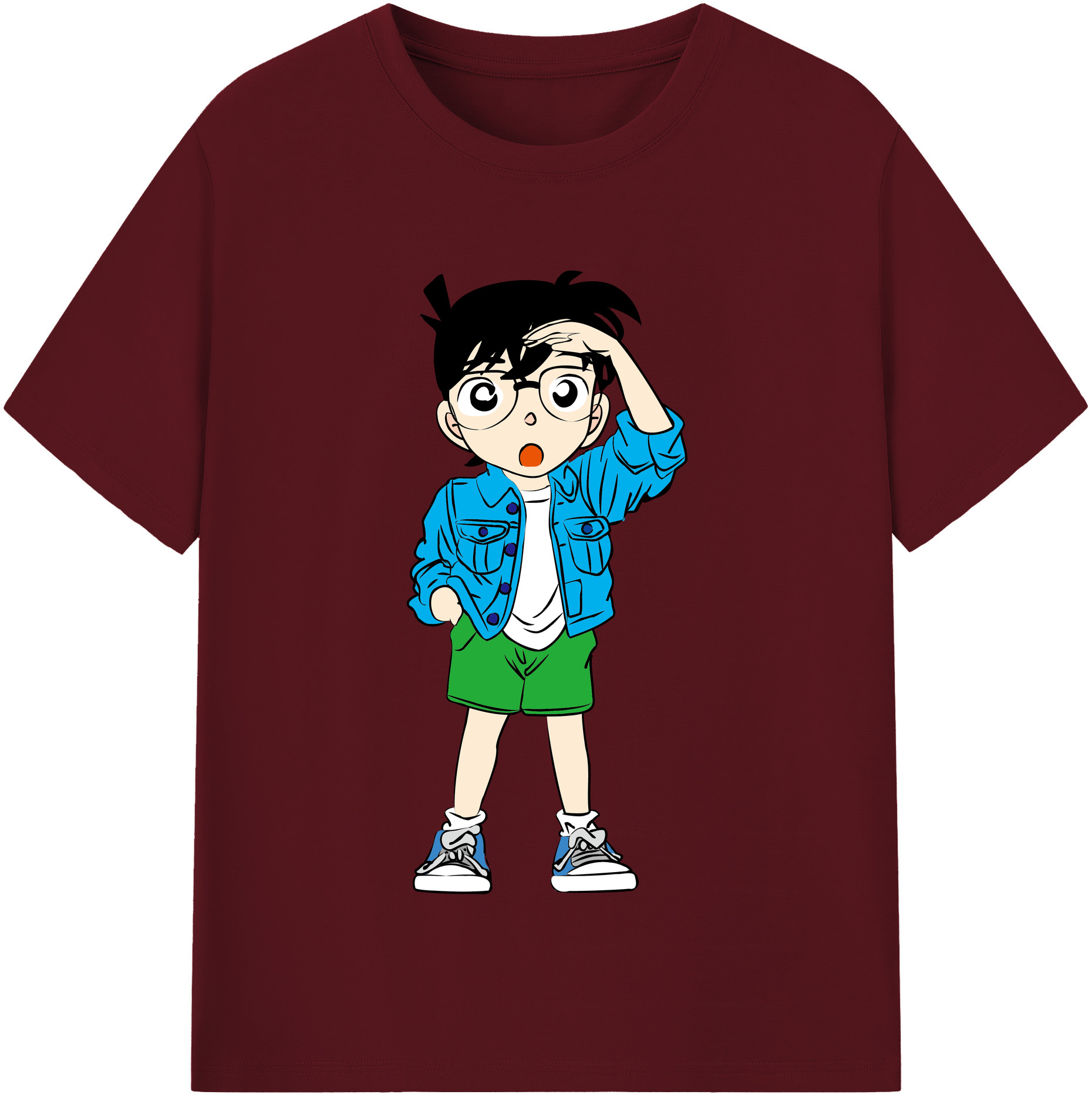 （画像用） 名探偵コナン 江戸川 コナン Detective Conan Conan Edogawa 綿100％半袖Tシャツ（フロントプリント）